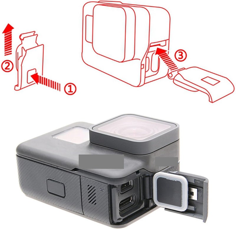 Besvalo غطاء باب جانبي بديل لجهاز GoPro 5/6/7، غطاء منفذ USB مقاوم للغبار والماء، قطعة إصلاح، مناسب لجهاز GoPro Hero 5/6/7 بلاك - Image 4